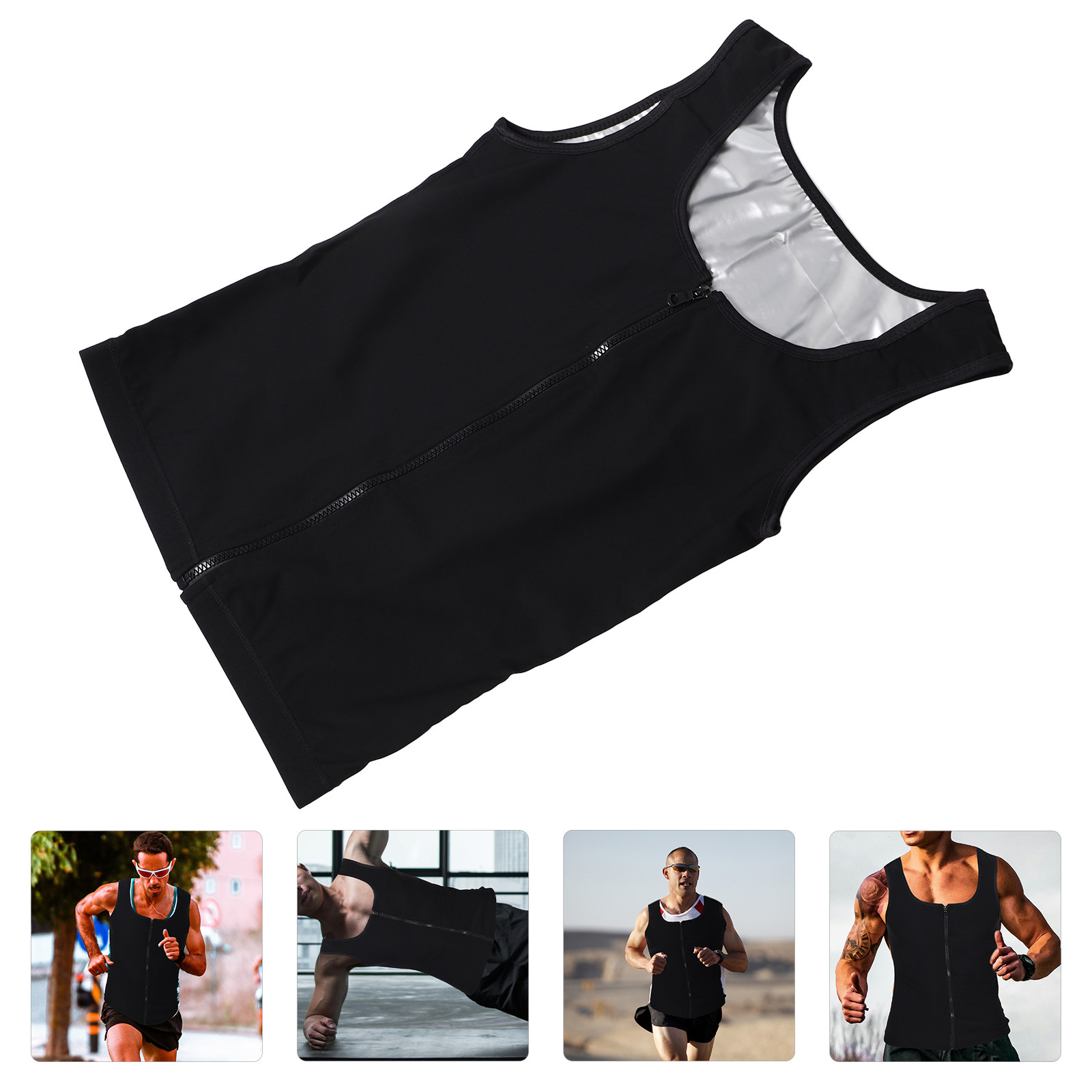 Running Gear Tank - Men's Breathable Zip-Up Compression Vest Sweat