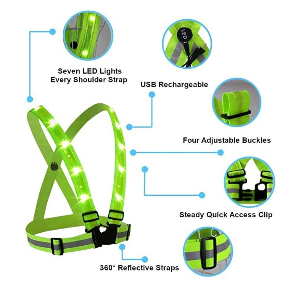 New Polyester LED Safety Vest  - đánh giá và giá Reflective Running Gear Vest