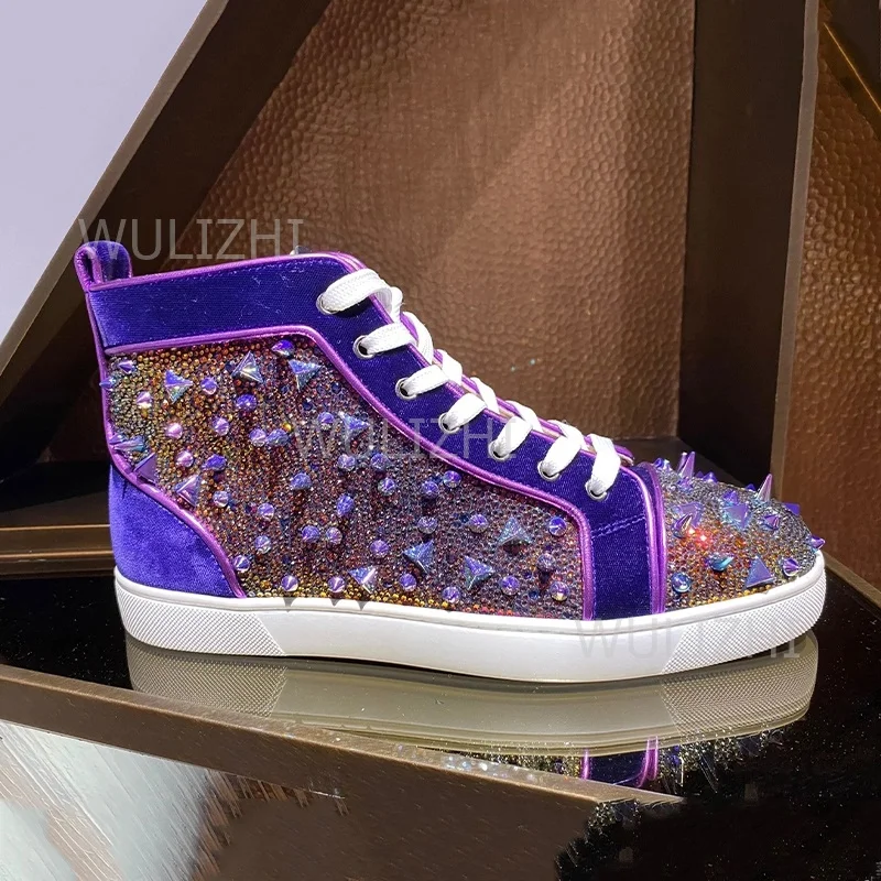 Dark Purple Crystal Rivet Men  - đánh giá và giá Running Gear Shoes